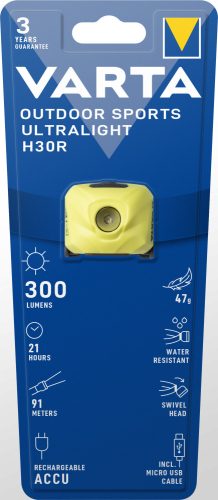 Varta Outdoor Sports Ultralight H30R lime Fejlámpa