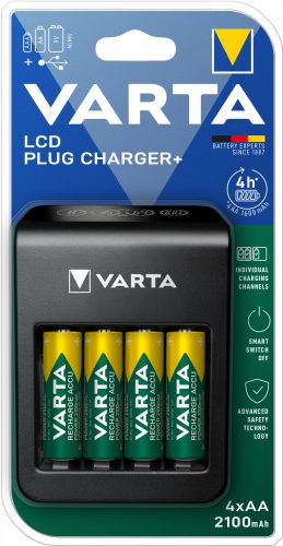 Varta Lcd Plug töltő  4 db AA 2100 mAh akkumulator