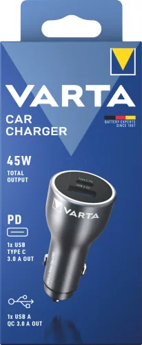 Varta 45W autós töltő USB-C, USB-A 20-25W