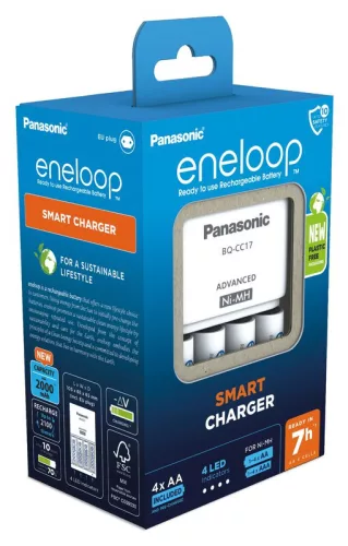 Panasonic Eneloop BQ-CC17 töltő – 4 db Eneloop AA 2000 mAh akkumulátorral
