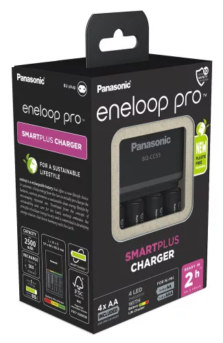 Panasonic Eneloop akkumulátor töltő BQ-CC55 4 x R6/AA Eneloop PRO 2500mAh akku