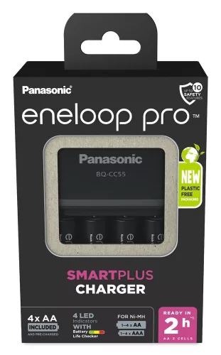Panasonic Eneloop akkumulátor töltő BQ-CC55 4 x R6/AA Eneloop PRO 2500mAh akku