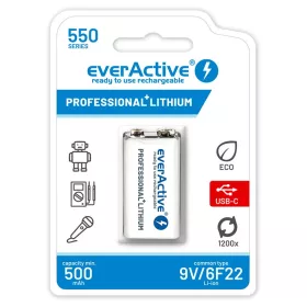 everActive 6F22/9V Li-ion 550 mAh akkumulátor C típusú USB-vel