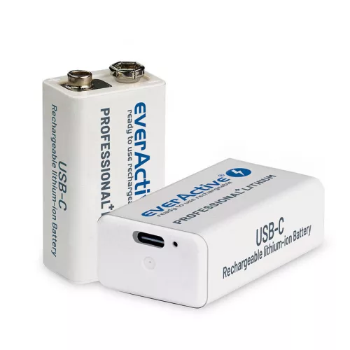everActive 6F22/9V Li-ion 550 mAh akkumulátor C típusú USB-vel