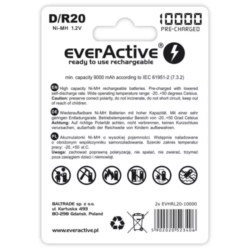 EverActive R20/D Ni-MH 10000 mAh