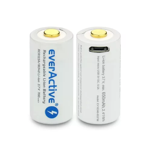 EverActive 16340 3.7V Li-ion 700mAh micro USB bemenettel