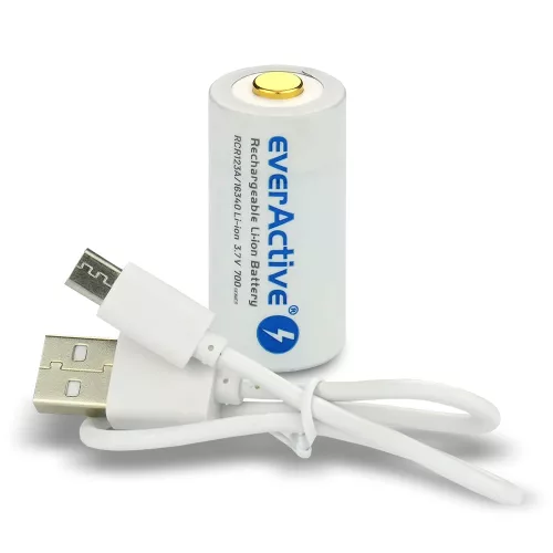 EverActive 16340 3.7V Li-ion 700mAh micro USB bemenettel