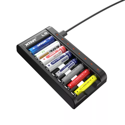 XTAR L8 8 csatornás AA / AAA akkumulátor töltő (1,5V Li-ion és 1,2V Ni-MH)